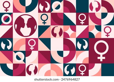 Women's Equality Day. August 26. Seamless geometric pattern. Template for background, banner, card, poster. Vector EPS10 illustration