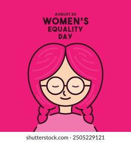 Día de la Igualdad de la Mujer. 26 de agosto. Fondo rosa. Vector de diseño plano. Eps 10.