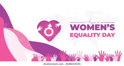Dia da Igualdade das Mulheres. 26 de agosto. Conceito de férias. Modelo para fundo, faixa, cartão, cartaz com inscrição em texto. Ilustração do Vetor EPS10.