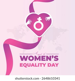 Día de la Igualdad de la Mujer. 26 de agosto. Concepto de Festiva. Plantilla de fondo, Anuncio, tarjeta, cartel con inscripción de texto. Vector EPS10 ilustración.