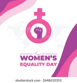 Women's Equality Day. August 26. Holiday concept. Template for background, banner, card, poster with text inscription. Vector EPS10 illustration.