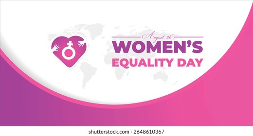 Dia da Igualdade das Mulheres. 26 de agosto. Conceito de férias. Modelo para fundo, faixa, cartão, cartaz com inscrição em texto. Ilustração do Vetor EPS10.
