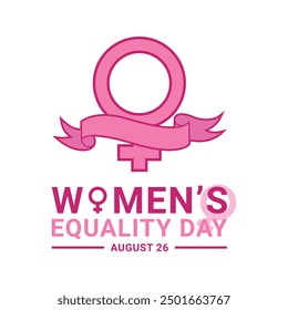 women's equality day background design template with pink ribbon for august 26