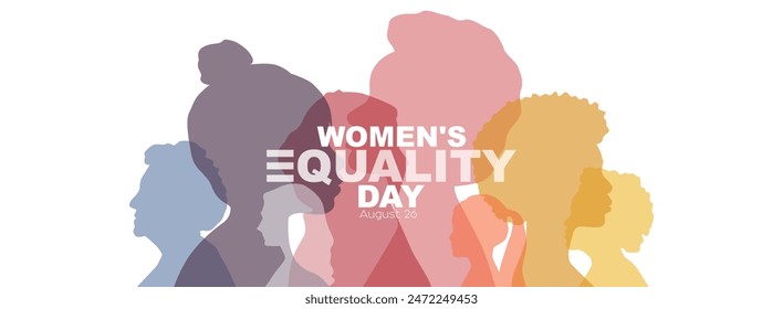 Women's Equality Day banner. Different women together.