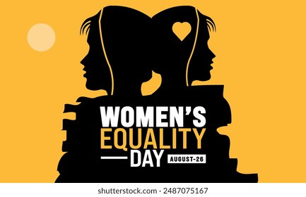 Women's Equality Day Banner in United States. Female holiday, celebrated annually in August 26. Women right history month. Feminism concept. Poster, greeting card, banner and background. Vector 