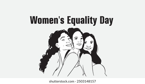 Women's Equality Day banner. women equality day is on 26 August. the art of three women islolated on a Modern color design vector illustration.