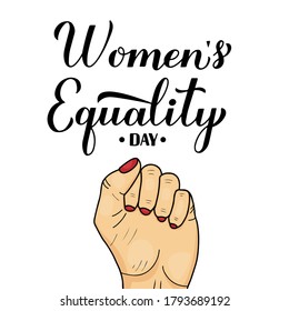 Women's equality day calligraphy hand lettering. Feminist american holiday celebrated on August 26. Vector template for, typography poster, greeting card, postcard, banner, flyer, sticker. 