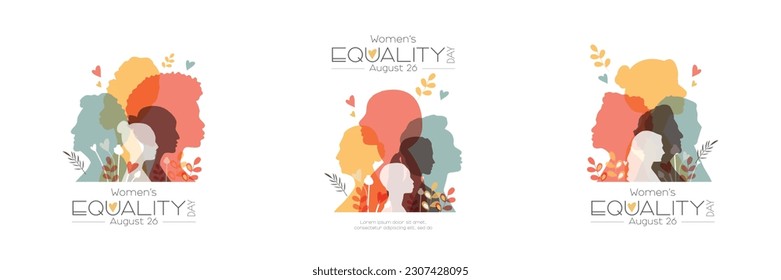 Women's Equality Day card set. Modern color design. - Shutterstock ID 2307428095