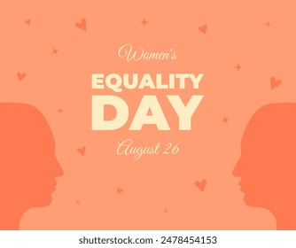 Women's Equality Day. Feminism holiday. Banner with silhouette of a woman's heads in profile. Vector illustration in flat style. 