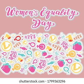 women's equality day lettering text. calligraphy for print or web. august celebrations. girl power. we can do it; 