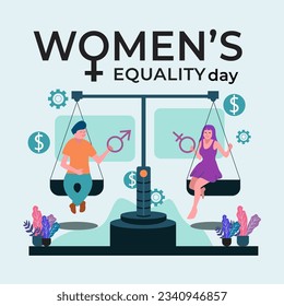 women's equality day with men and women on balance sheet