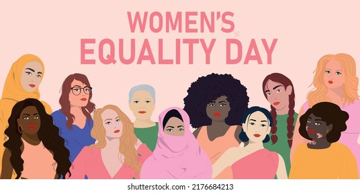 Womens equality day. Multiethnic group of women