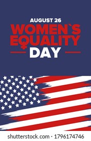 Women's Equality Day in United States. Female holiday, celebrated annually in August 26. Women right history month. Feminism concept. Poster, greeting card, banner and background. Vector illustration