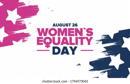 Women's Equality Day in United States. Female holiday, celebrated annually in August 26. Women right history month. Feminism concept. Poster, greeting card, banner and background. Vector illustration