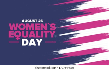 Women's Equality Day in United States. Female holiday, celebrated annually in August 26. Women right history month. Feminism concept. Poster, greeting card, banner and background. Vector illustration