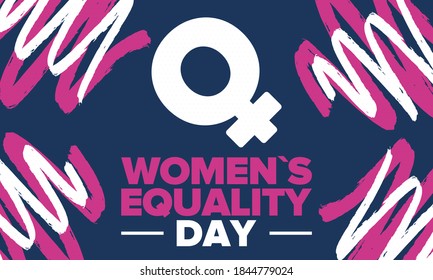 Women's Equality Day in United States. Female holiday, celebrated annually in August 26. Women right history month. Feminism concept. Poster, greeting card, banner and background. Vector illustration