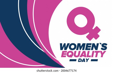 Women's Equality Day in United States. Female holiday, celebrated annually in August 26. Women right history month. Feminism concept. Poster, greeting card, banner and background. Vector illustration