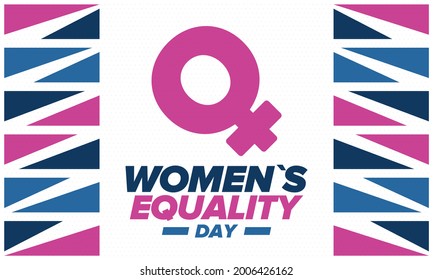 Women's Equality Day in United States. Female holiday, celebrated annually in August 26. Women right history month. Feminism concept. Poster, greeting card, banner and background. Vector illustration
