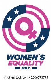 Women's Equality Day in United States. Female holiday, celebrated annually in August 26. Women right history month. Feminism concept. Poster, greeting card, banner and background. Vector illustration