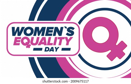 Women's Equality Day in United States. Female holiday, celebrated annually in August 26. Women right history month. Feminism concept. Poster, greeting card, banner and background. Vector illustration