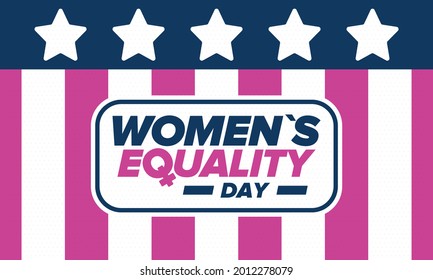 Women's Equality Day in United States. Female holiday, celebrated annually in August 26. Women right history month. Feminism concept. Poster, greeting card, banner and background. Vector illustration