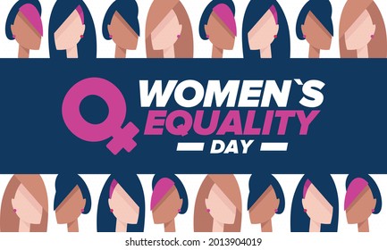 Women's Equality Day in United States. Female holiday, celebrated annually in August 26. Women right history month. Feminism concept. Poster, greeting card, banner and background. Vector illustration