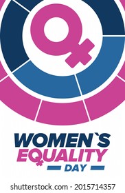 Women's Equality Day in United States. Female holiday, celebrated annually in August 26. Women right history month. Feminism concept. Poster, greeting card, banner and background. Vector illustration