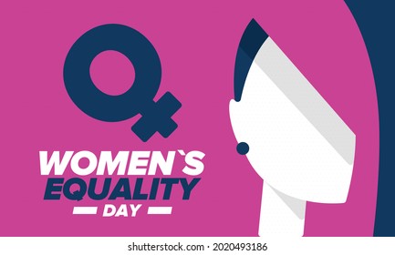 Women's Equality Day in United States. Female holiday, celebrated annually in August 26. Women right history month. Feminism concept. Poster, greeting card, banner and background. Vector illustration