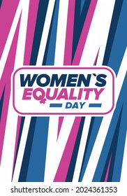 Women's Equality Day in United States. Female holiday, celebrated annually in August 26. Women right history month. Feminism concept. Poster, greeting card, banner and background. Vector illustration