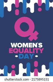 Women's Equality Day in United States. Female holiday, celebrated annually in August 26. Women right history month. Feminism concept. Poster, greeting card, banner and background. Vector illustration