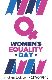 Women's Equality Day in United States. Female holiday, celebrated annually in August 26. Women right history month. Feminism concept. Poster, greeting card, banner and background. Vector illustration