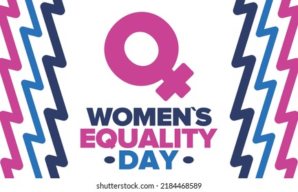 Women's Equality Day in United States. Female holiday, celebrated annually in August 26. Women right history month. Feminism concept. Poster, greeting card, banner and background. Vector illustration