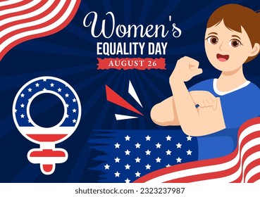 Womens Equality Day in United States Vector Illustration on August 26 with Women Right History Month in Flat Cartoon Hand Drawn background Templates