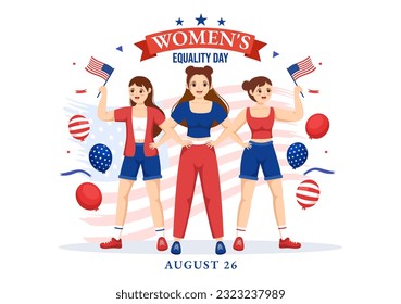 Womens Equality Day in United States Vector Illustration on August 26 with Women Right History Month in Flat Cartoon Hand Drawn background Templates