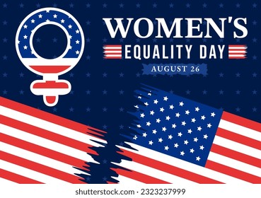 Womens Equality Day in United States Vector Illustration on August 26 with Women Right History Month in Flat Cartoon Hand Drawn background Templates