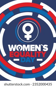 Women's Equality Day in United States. Female holiday, celebrated annually in August 26. Women right history month. Feminism concept. Poster, greeting card, banner and background. Vector illustration