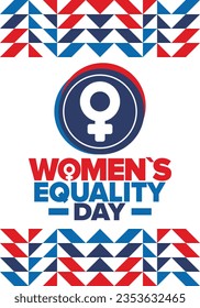 Women's Equality Day in United States. Female holiday, celebrated annually in August 26. Women right history month. Feminism concept. Poster, greeting card, banner and background. Vector illustration