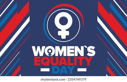 Women's Equality Day in United States. Female holiday, celebrated annually in August 26. Women right history month. Feminism concept. Poster, greeting card, banner and background. Vector illustration