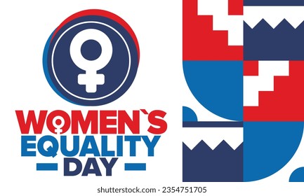 Women's Equality Day in United States. Female holiday, celebrated annually in August 26. Women right history month. Feminism concept. Poster, greeting card, banner and background. Vector illustration