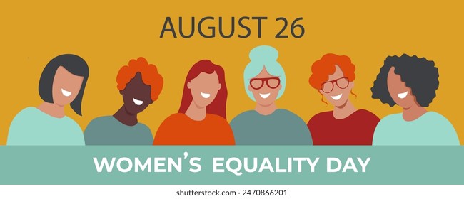 Women's Equality Day in  United States is celebrated on august 26.Vector illustration of banner, background, poster, greeting card, web banner