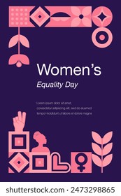 Women's Equality Day in the United States. August. Geometric template celebrating women's history month. Feminism concept. Template for background, banner, postcard, poster.