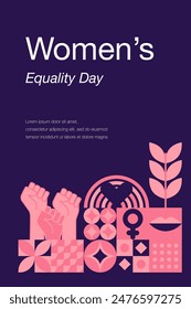 Women's Equality Day in the United States, celebrated annually on August 26. Geometric template. Women's rights history month. The concept of feminism. Poster, greeting card, banner and background.