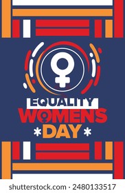 Women's Equality Day in United States. Female holiday, celebrated annually in August 26. Women right history month. Feminism concept. Poster, greeting card, banner and background. Vector illustration