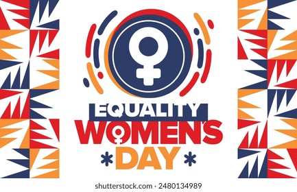 Women's Equality Day in United States. Female holiday, celebrated annually in August 26. Women right history month. Feminism concept. Poster, greeting card, banner and background. Vector illustration