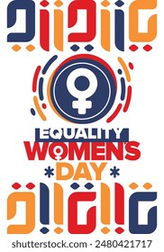 Women's Equality Day in United States. Female holiday, celebrated annually in August 26. Women right history month. Feminism concept. Poster, greeting card, banner and background. Vector illustration
