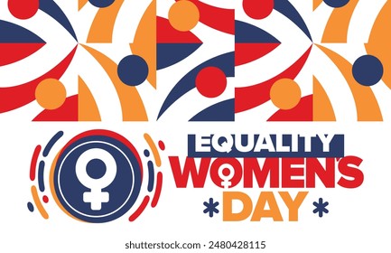 Women's Equality Day in United States. Female holiday, celebrated annually in August 26. Women right history month. Feminism concept. Poster, greeting card, banner and background. Vector illustration