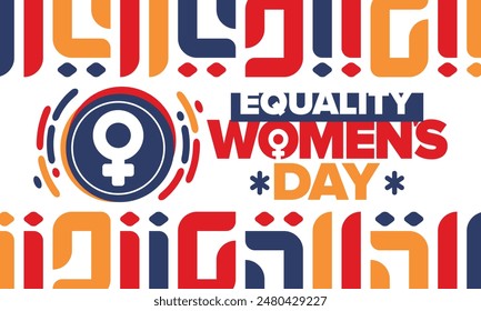Women's Equality Day in United States. Female holiday, celebrated annually in August 26. Women right history month. Feminism concept. Poster, greeting card, banner and background. Vector illustration