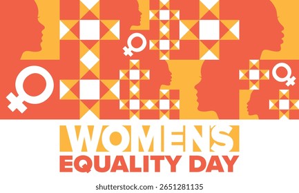 Women's Equality Day in United States. Female holiday, celebrated annually in August 26. Women right history month. Feminism concept. Poster, greeting card, banner and background. Vector illustration