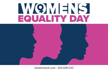 Women's Equality Day in United States. Female holiday, celebrated annually in August 26. Women right history month. Feminism concept. Poster, greeting card, banner and background. Vector illustration