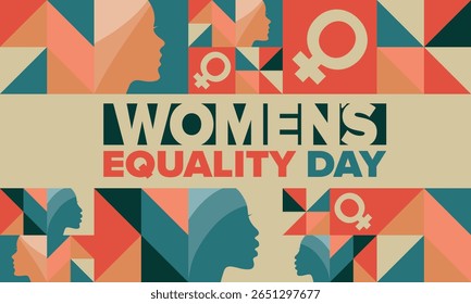 Women's Equality Day in United States. Female holiday, celebrated annually in August 26. Women right history month. Feminism concept. Poster, greeting card, banner and background. Vector illustration